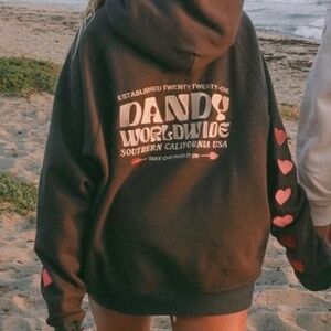 Heart Embroidered Sleeve Hoodie With Embroidered Back (Dandy Worldwide)